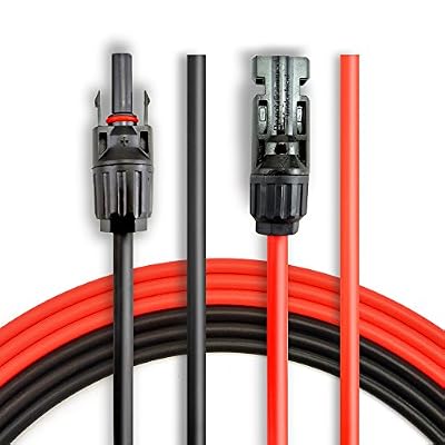 BougeRV 1 Paire 6m 6,0 mm / 20Ft 10AWG Câble d'Extension Solaire avec MC4 Connecteur Femelle et Mâle Adaptateur Rallonge Connecteur de Panneau Solaire Outil de Kit pour Photovoltaïque Panneau Solaire