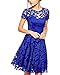 Produktbild hippolo Damen Sexy Casual Sommer Spitze rund Hals kurze Ärmel Prinzessin Kleid Party Ballkleid blau S