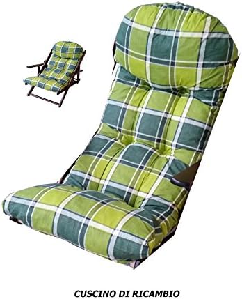 Liberoshopping Spare Super Filled Cushion for Lounger Chair Relax Cotton Fabric Green Check