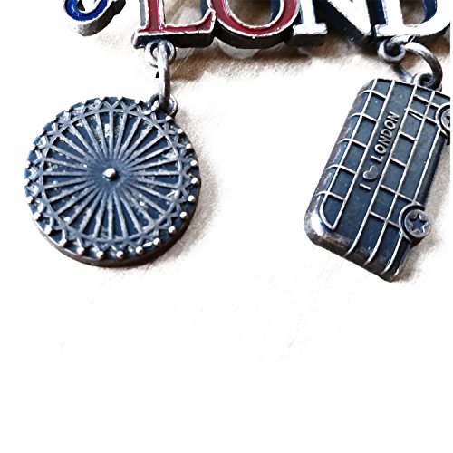 London Word Everything Union Jack Umbrella Dangle Metal Magnet Bus, Big Ben, Tower Bridge, London Eye by My London Souvenirs - 4