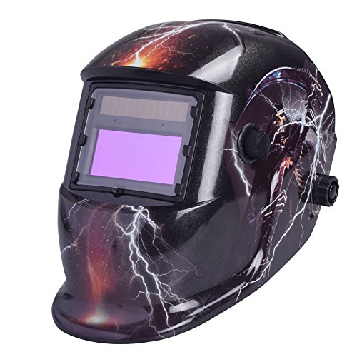 nuzamas solarbetrieben Schweißschutzschild Maske Schweißen Face Schutz für Arc Tig Mig Schleifen Plasma Schneiden mit verstellbarem Shade-Reihe DIN4/9–13 UV/IV Schutz DIN16 Beleuchtung