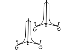 JJiaoLinin 2 Pack Plate Holder Display Stand, Picture Frame Holder Stand, Black Iron Easel Stands, Bowl Holders Display Stand, for Pictures Frames, Photo, Books, Card, Tablets and Art（4 Inch）