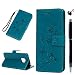 Produktbild Mate 20 Pro Handyhülle Huawei Mate 20 Pro Hülle Case Leder Tasche Lotusblume Muster Flipcase Cover Silikon Schutzhülle Handytasche Ledertasche Skin Ständer Klapphülle Schale Bumper Magnet-Türkis