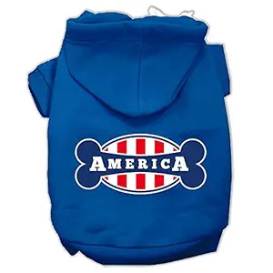 Mirage Pet Products Bonely in America Screen Print Pet Hoodies, Medium, Blue