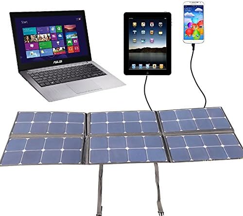 YMMONLIA Foldable Solar Charger, 120W Portable Solar Power Bank with Photovoltaic professional plug, 19.8V output, iPhone/Android, for use with Phones, Tablets and Camping Travel mobile power, grey