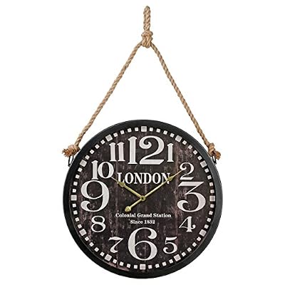 Atmosphera Pendule murale esprit industriel chic - Parfaite pour toutes vos pièces - Diamètre 52 cm - Coloris NOIR et BLANC