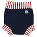 Splash About Boys Baby Wrap and Matching Happy Nappy (Small Wrap 0-6m, Medium Nappy 3-8m, Navy with Red)