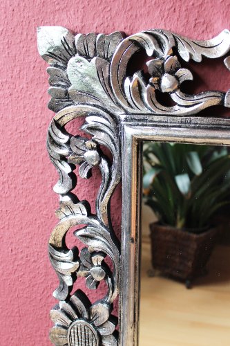 Naturesco Hübscher Barockspiegel silber antik Hoch- und Querformat 100cm x 70cm - 7