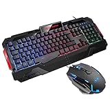 ᴥ Tastatur: 7 Colourful Effect Backlit, drücken Sie FN + ESC, um die Helligkeit der Beleuchtung anzupassen (schwach / hell / Atmen / Aus)