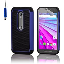 32nd® Funda Rígida Anti-Choques de Alta Proteccion para Motorola Moto G 3 (3. Generacion, 2015) Carcasa Defensora de Doble Capa - Azul