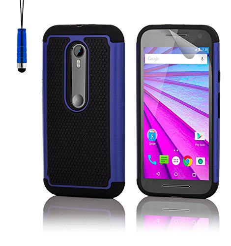 32nd® Funda Rígida Anti-Choques de Alta Proteccion para Motorola Moto G 3 (3. Generacion, 2015) Carcasa Defensora de Doble Capa - Azul