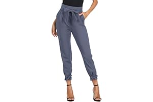 GRACE KARIN Pantalones Casuales de Cintura Alta Mujer Largo Recortado 9/10 con Lazo Decorado