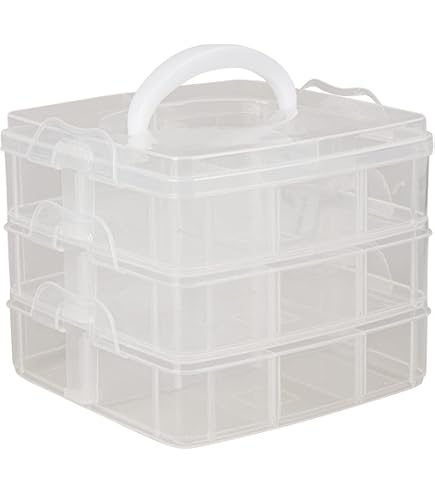 Rayher 3902300 Contenitore In Plastica 14 Scomparti - 24x11x2.8cm, Salvaspazio Per Perline, Viti, Accessori