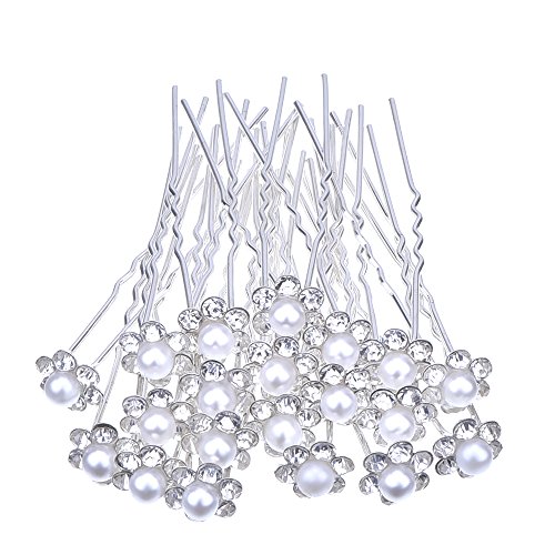 eBoot Hochzeit Brautperlen Haarschmuck Strass, Weiß, 20 Stück - 2
