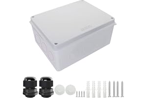 LeMotech Scatola di collegamento con fori riservati, in plastica ABS, IP65, impermeabile, antipolvere, per elettronica, colore bianco, dimensioni esterne 255 x 200 x 120 mm