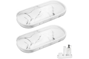 XINSUO 2 sztuki taca łazienkowa, dekoracyjna taca do łazienki, silikonowa taca łazienkowa (biały marmur, 25L*11W*2H cm)