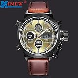 Kycut Herren-Armbanduhr, Quarz, Sport, Militär, LED, analog, Edelstahl