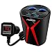 Produktbild MoKo Kfz-Ladegerät, Cup Power Adapter mit 3 USB 3.1A Ports + 2 Steckdosen Zigarettenanzünder + Battery Voltage Monitoring für iPhone X / 8/8 Plus, Samsung Galaxy S8,Smartphone,Tablet und mehr, Schwarz