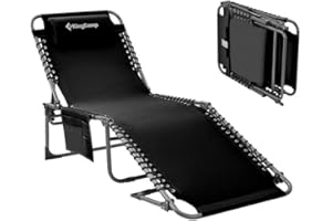 KingCamp Leżak, 5-pozycyjny, regulowane oparcie do leżaka ogrodowego, szezlonga, leżaka, przenośny leżak z paskiem, na plażę, taras, basen, kemping, łóżko dla gości, wewnątrz