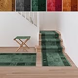 Treppenteppich / Treppenläufer | viele Größen | stilvoller Läufer für den durchlaufenden Treppenbelag | GUT-Siegel | Qualitätsprodukt aus Deutschland (grün 100x300 cm)