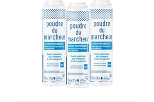 SORIFA - Lot de 3 - Poudre du Marcheur - Anti-transpirante - Absorbante - Pieds – Réduit la transpiration - Elimine odeurs et mycoses - Sans sels d’aluminium - Fabriqué en France - Poudreuse 100 gr