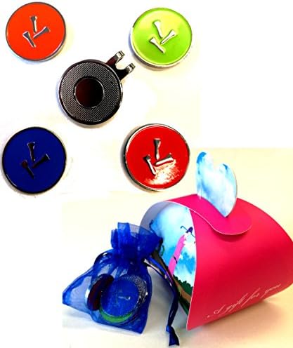 Golf Ball Markers and visor clip in presentation gift box - ladies set of 4 colours