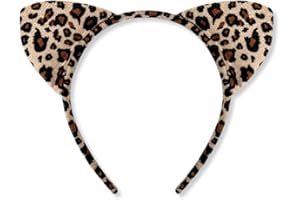 OUDQFCJ Leoparden-Stirnband Cartoon-Tier-Stirnband Kurzplüsch Haarreif Leopard Katzenohr Stirnbänder,Leoparden Ohrstirnbänder Hair Hoops, für Halloween Karneval Cosplay Mottoparty Kostüm