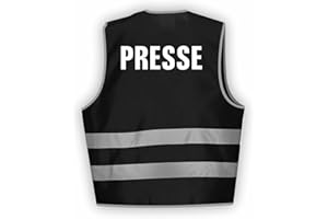 Fassbender-Druck WARNWESTEN - Sicherheitsweste GELB Warnweste nach EN ISO 20471 zertifiziert - Warn Weste PRESSE - Unisex mit hochwertigem Reflektorstreifen