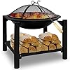 Deuba Feuerstelle Rund 50x50 Feuerhaken Funkenfluggitter Holzablagefach Feuerkorb Feuerschale Grillfeuer Lagerfeuer