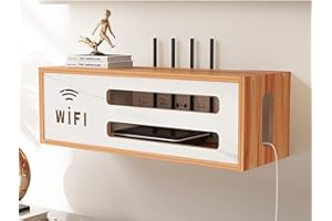PUIOTEAI Router Schrank mit WiFi Box und Aufbewahrung für Router und Kabel, Wandmontierbares TV-Kabel-Organizer