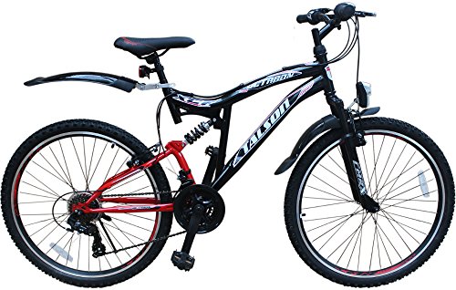 26 ZOLL MOUNTAINBIKE FAHRRAD MIT VOLLFEDERUNG & BELEUCHTUNG 21-GANG SHIMANO OXT RED - 2