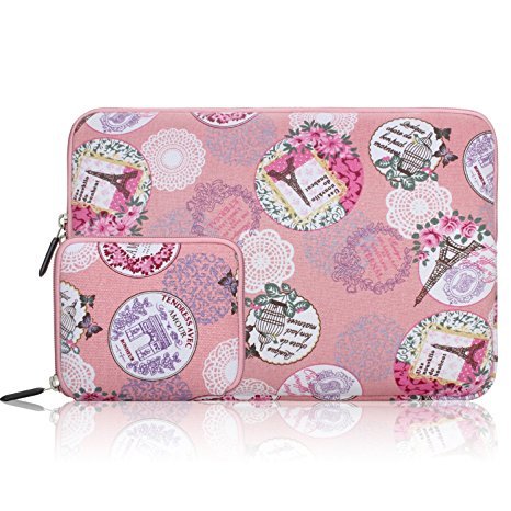 Arvok 13 13,3 14 Zoll Notebooktasche Laptoptasche Wasserfest Canvas-Gewebe Laptop Schutzhülle Bunte Muster Mit Extra-Tasche/Ultrabook/ Netbook Tasche/ Tablet Hülle Tasche/ Laptophülle/ Ledertasche Für Acer/ Asus/ Dell/ Fujitsu/ Lenovo/ HP/ Samsung, Romantische Rosa