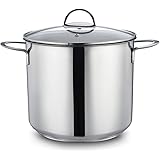 Eono by Amazon Induktion skochtopf aus Edelstahl, großer Kochtopf mit gehärtetem Glasdeckel, spülmaschinen- und ofengeeignet,