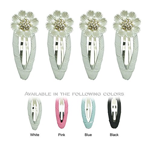 Beautiful Blue Snaps Crystal Rose Flower Snap Hair Pins Baby Girl Slides Clips Gifts B x 4