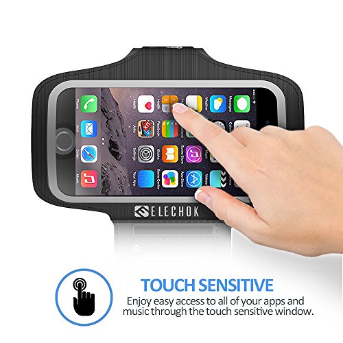 ELECHOK SchweiÃŸfest Sport Armband Fitness Universell HandyhÃ¼lle iPhone-ID Touch-Mit SchlÃ¼sselhalter,Kabelfach,Kartenhalter,fÃ¼r iPhone 8/7/6/6S/5/SE,Galaxy S7/S6 edge Laufen Joggen bis 5.1 Zoll-Schwarz