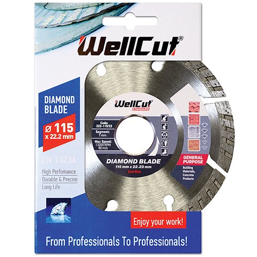 WELLCUT STANDARD Diamant Trennscheibe 115 mm Turbo Stahlbeton + alle Betonprodukte, Granit, Ziegel Universal High Quality - 2