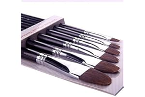 GOLDEN MAPLE Set di pennelli per pittura a lingua di gatto, in puro zibellino rosso, per acrilico, olio, gouache e acquerelli (lungo manico in legno, 6 pezzi), filbert brushes(sable weasel hair)