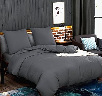 AYSW Sets de Housse de Couettes 220x240cm + 2taies d'oreillers 65x65cm Parure de lit pour 2 Personnes Gris