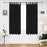 Deconovo Vorhang Blickdicht Schlaufen Gardinen Schlafzimmer Thermogardine Schlaufen Schlaufenschal 175x140 cm Schwarz 2er set