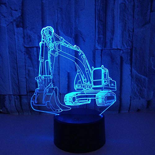 Preisvergleich Produktbild Yuany 3D-Bagger-Nachtlicht, farbiges Fernbedienungs-Touch-LED-Licht, geeignet für Kinderzimmer, Auto, kleine Tischlampe im Wohnzimmer