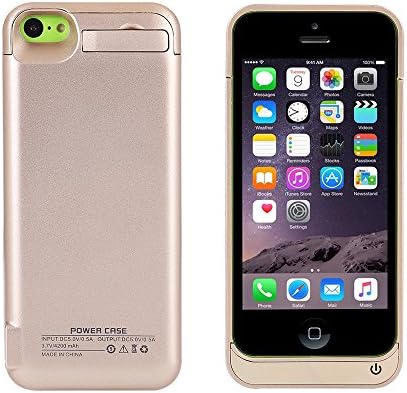 iPhone 5 5C SE 5S Battery Charger Case, Lenuo 4200mAh External Rechargeable Charging Power Pack Extended Backup Case Cover for iPhone 5/5C/5S/SE (Gold)