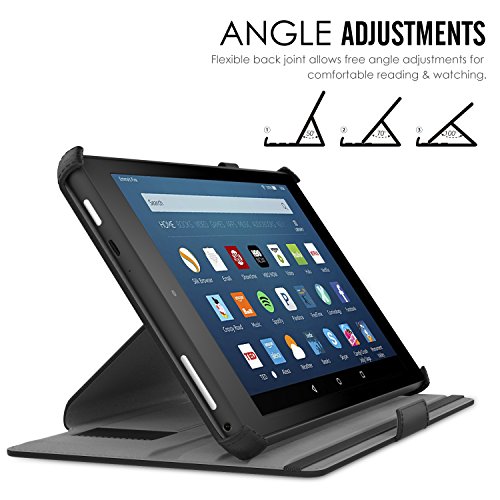 MoKo All-New Amazon Fire HD 8 2017 Hülle – Slim-Fit Multi-Winkel Kunstleder Tasche Smart Cover mit Auto Schlaf / Wach Funktion und Standfunktion für das neue Fire HD 8 2017 & Fire HD 8 2016 Modell, Schwarz - 5