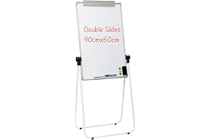 DOEWORKS Tableau Blanc Magnétique U-stand/Paperboard, double côtés support pour tableau blanc Chevalet, hauteur réglable et support de U pliable Chevalet, 90cm x 60cm, Cadre Gris
