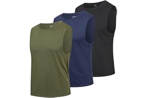 HUAKANG 3 Pack Debardeur Homme Sport Tee Shirt sans Manche Homme Séchage Rapide pour Running Gym Fitness Musculation