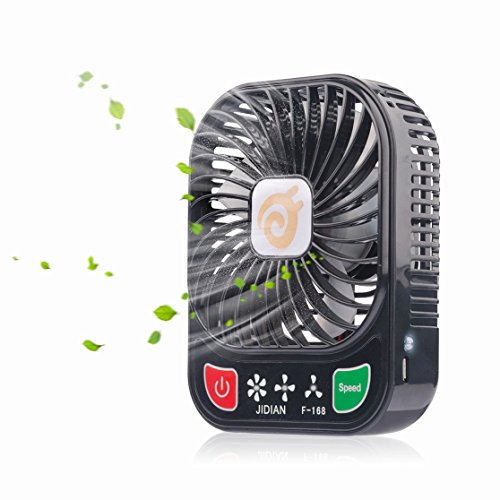D-FantiX 4-Zoll-Portable Fan 3 Speeds Mini USB-Lüfter mit LED-Licht (Schwarz)