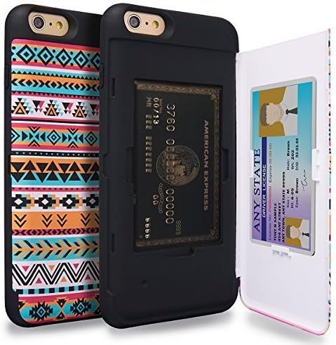 iPhone 6S Plus Case, TORU [iPhone 6S Plus Wallet Case Pattern Tribal] Protective Slim Fit Dual Layer Hidden Credit Card Holder ID Slot Card Case with Mirror for iPhone 6S Plus / iPhone 6 Plus - Tribal Aztec