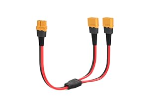 ELFCULB XT60 Y Splitter, 12AWG XT60 1 Hembra a 2 Macho Cable Conector para UAV Phantom Quadcopter RC Coche (30cm)