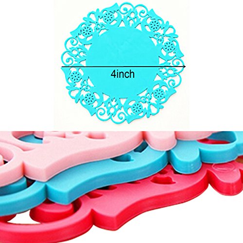 EQLEF® 12 pcs Hohlen Silikon-Untersetzer Anti-Rutsch-Cup Mat 12er Pack - 3