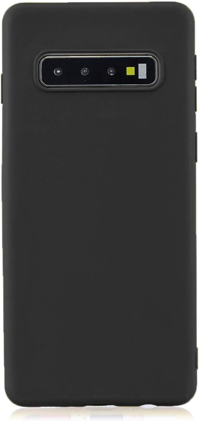 cuzz - Carcasa para Samsung Galaxy S10 Plus+(1 Protector de Pantalla de Cristal Templado) Color sólido Premium Flexible de Silicona TPU y Funda Delgada y Antideslizante, Color Negro