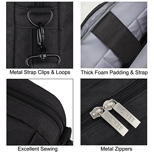 Zikee 17,3 Zoll wasserfeste und 360° stoßfeste Messenger-Bag als Schutz für Ihren Laptop/Notebook mit Handgriff und Schultergurt für Schule, Studium, Reisen und im Büro und für geschäftliche Nutzung (Schwarz) - 8